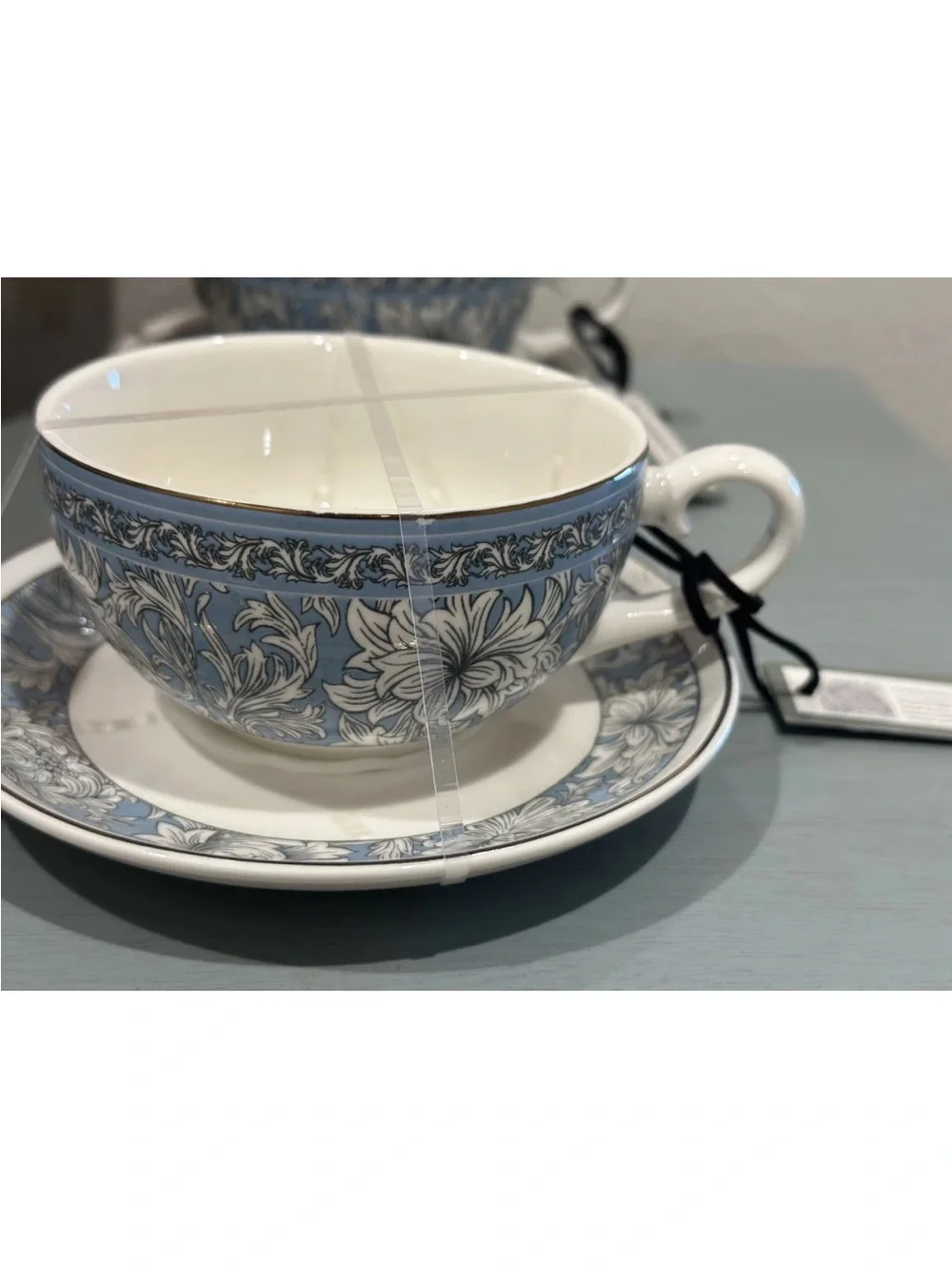 Morris & Co Teacup & Saucer Set of 2
Blue Floral Chrysanthemum Gold Trim
New - Picture 3 of 10